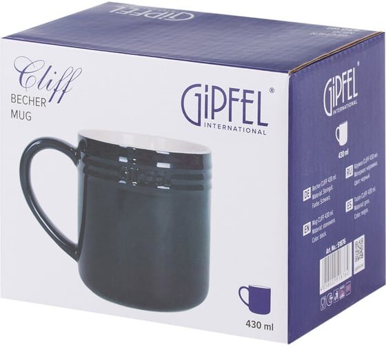 Кружка GIPFEL CLIFF 430 мл, 1 шт, черный, керамика 51876