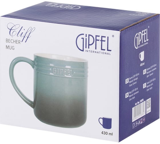 Кружка GIPFEL CLIFF 430 мл, 1 шт, серый, керамика 51878