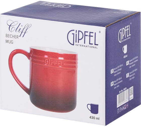 Кружка GIPFEL CLIFF 430 мл, 1 шт, темно-красный, керамика 51879