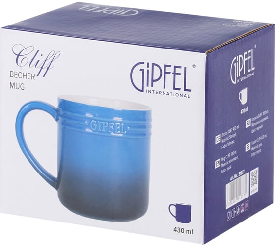 Кружка GIPFEL CLIFF 430 мл, 1 шт, синий, керамика 51877