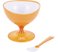 Креманка GIPFEL LUMINO с ложкой 10x10 см с двойными стенками, пластик, оранжевый 9481