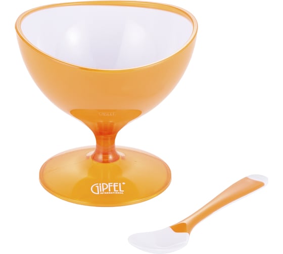 Креманка GIPFEL LUMINO с ложкой 10x10 см с двойными стенками, пластик, оранжевый 9481