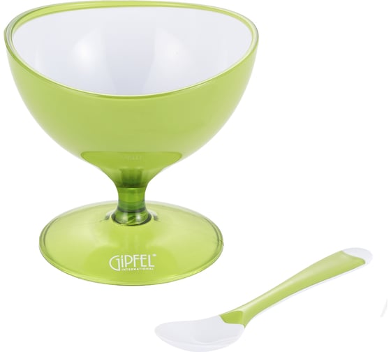 Креманка GIPFEL LUMINO с ложкой 10x10 см с двойными стенками, пластик, зеленый 9479