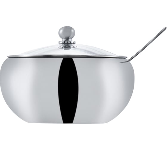 Сахарница GIPFEL с крышкой и ложкой, 600 мл, 13x9,5 см нержавеющая сталь 18/8, закаленое стекло 7110