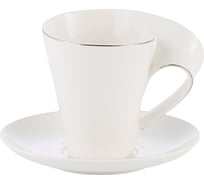 Чайная пара GIPFEL ASTORIA: чашка 320 мл и блюдце 17 см, белый, фарфор 51889