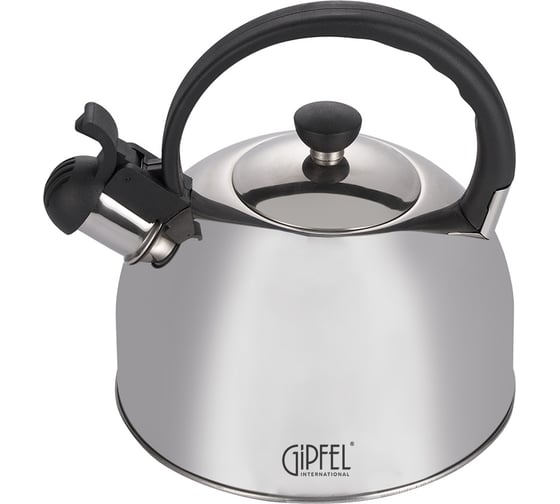 Чайник для кипячения воды Gipfel ESSEN 2.5л со свистком, с индукционным дном. Материал: нержавеющая сталь 18/10. Материал ручки: бакелит. Толщина: 0,4мм 8645