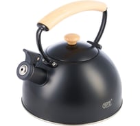 Чайник для кипячения воды Gipfel LARNAKA 2,2л со свистком, с капсульным индукционным дном и деревянной накладкой на ручку. Материал: нержавеющая сталь 18/10, дерево. Толщина стенок: 0,6мм. Цвет: черный. 52129