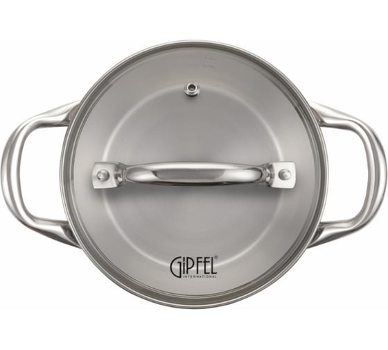 Набор посуды GIPFEL ERA 6 предметов: ковш 16x9 см, 1,5 л, кастрюля 18x10 см, 2 л, кастрюля 20x11 см, 3 л со стеклянными крышками с индукционным капсульным дном нержавеющая сталь 18/10 толщина 0,6 мм 1510