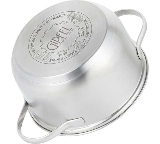 Кастрюля GIPFEL AZALEA 16x9.5 см/1.5 л, со стеклянной крышкой, с индукционным капсульным дном, нержавеющая сталь 18/10, 0.5 мм 51059