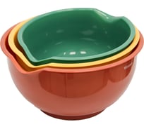 Набор из 3 мисок WERNER ALLEGRO Диаметры: 19,5/21,5/23 см. Материал: пластик. Цвета: темно-розовый, желтый, зеленый 51212