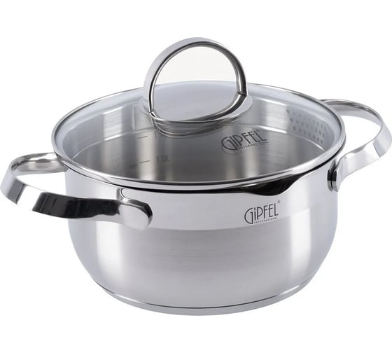 Кастрюля GIPFEL BENITA 18x9 см/1.9 л, со стеклянной крышкой, с индукционным капсульным дном, нержавеющая сталь 18/10, 0.6 мм 2270