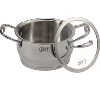 Кастрюля GIPFEL CANTATA 16x9 см/1.8 л, со стеклянной крышкой, с индукционным капсульным дном, нержавеющая сталь 18/10, 0.7 мм/6 мм 1262