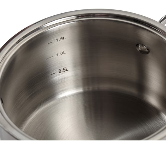 Кастрюля GIPFEL CANTATA 16x9 см/1.8 л, со стеклянной крышкой, с индукционным капсульным дном, нержавеющая сталь 18/10, 0.7 мм/6 мм 1262