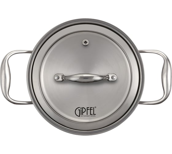 Кастрюля GIPFEL CANTATA 16x9 см/1.8 л, со стеклянной крышкой, с индукционным капсульным дном, нержавеющая сталь 18/10, 0.7 мм/6 мм 1262