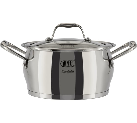 Кастрюля GIPFEL CANTATA 18x10 см/2.8 л, со стеклянной крышкой, с индукционным капсульным дном, нержавеющая сталь 18/10, 0.7 мм/6 мм 1263