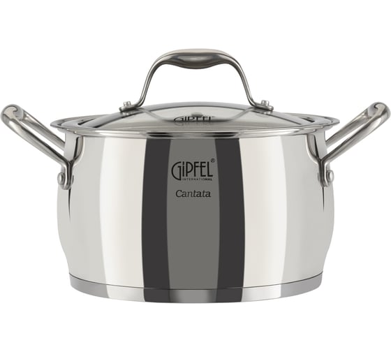 Кастрюля GIPFEL CANTATA 20x12 см/3.7 л, со стеклянной крышкой, с индукционным капсульным дном, нержавеющая сталь 18/10, 0.7 мм/6 мм 1264