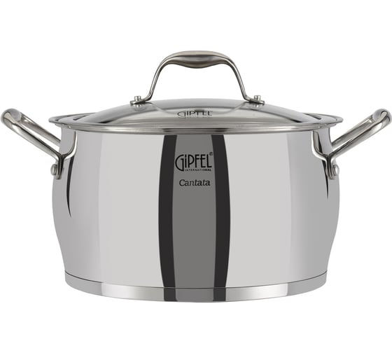 Кастрюля GIPFEL CANTATA 24x14 см/6 л, со стеклянной крышкой, с индукционным капсульным дном, нержавеющая сталь 18/10, 0.7 мм/6 мм 1265