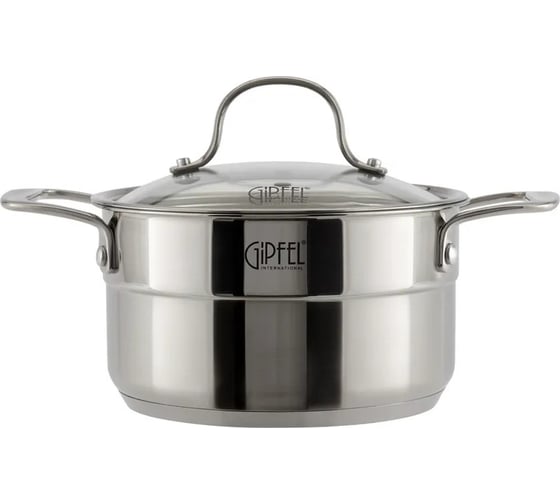 Кастрюля GIPFEL GALA 18x10 см/2.3 л, со стеклянной крышкой, с индукционным капсульным дном, нержавеющая сталь 18/10, 0.7 мм/4 мм 1273