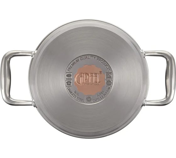 Кастрюля GIPFEL GALA 18x10 см/2.3 л, со стеклянной крышкой, с индукционным капсульным дном, нержавеющая сталь 18/10, 0.7 мм/4 мм 1273