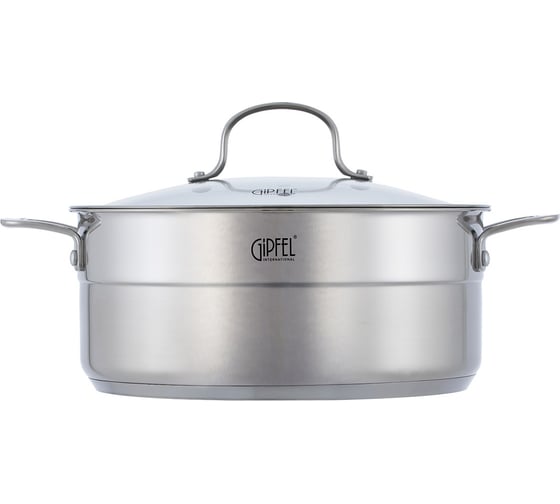 Кастрюля GIPFEL GALA 28x12 см/7 л, со стеклянной крышкой, с индукционным капсульным дном, нержавеющая сталь 18/10, 0.7 мм 2276