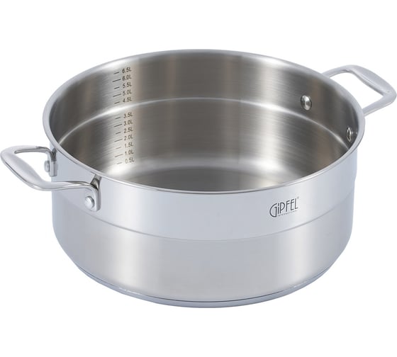 Кастрюля GIPFEL GALA 28x12 см/7 л, со стеклянной крышкой, с индукционным капсульным дном, нержавеющая сталь 18/10, 0.7 мм 2276