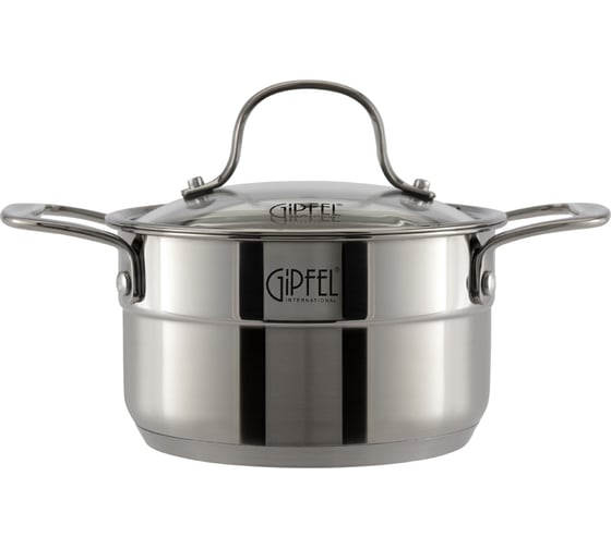 Кастрюля GIPFEL GALA 16x9 см/1.5 л, со стеклянной крышкой, с индукционным капсульным дном, нержавеющая сталь 18/10, 0.7 мм/4 мм 1272