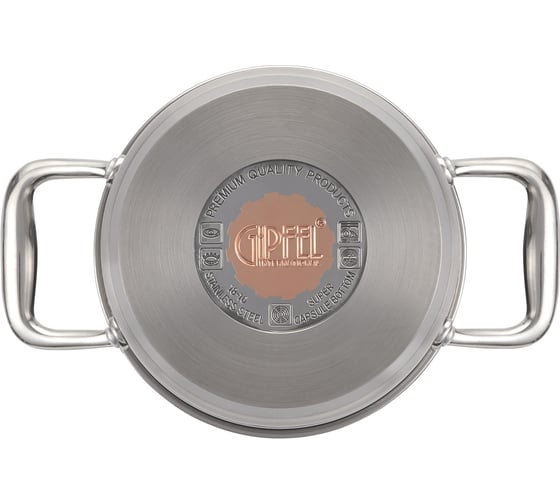 Кастрюля GIPFEL GALA 16x9 см/1.5 л, со стеклянной крышкой, с индукционным капсульным дном, нержавеющая сталь 18/10, 0.7 мм/4 мм 1272