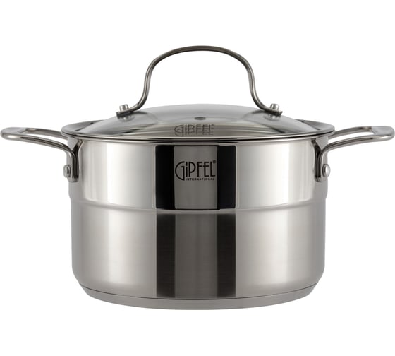 Кастрюля GIPFEL GALA 20x12 см/3.5 л, со стеклянной крышкой, с индукционным капсульным дном, нержавеющая сталь 18/10, 0.7 мм/4 мм 1274