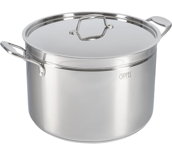 Кастрюля GIPFEL GRANDE 14 л/30x20 см, со стальной крышкой, с капсульным дном, нержавеющая сталь 18/10, 0.7 мм 51703