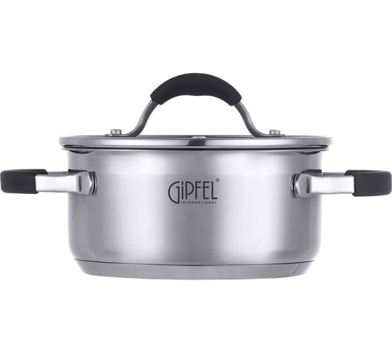 Кастрюля GIPFEL METROPOLE 16x7.5 см/1.5 л, со стеклянной крышкой, с индукционным капсульным дном, нержавеющая сталь 18/10, силикон, 0.6 мм 1732