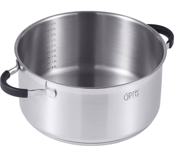 Кастрюля GIPFEL METROPOLE 24x11.5 см/5.2 л, со стеклянной крышкой, с индукционным капсульным дном, нержавеющая сталь 18/10, 0.6 мм 1735
