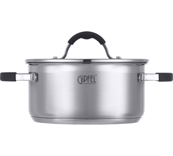 Кастрюля GIPFEL METROPOLE 20x9.5 см/2.5 л, со стеклянной крышкой, с индукционным капсульным дном, нержавеющая сталь 18/10, силикон, 0.6 мм 1734