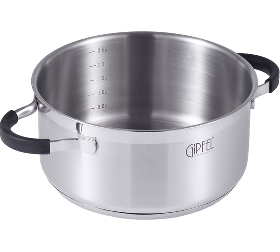 Кастрюля GIPFEL METROPOLE 20x9.5 см/2.5 л, со стеклянной крышкой, с индукционным капсульным дном, нержавеющая сталь 18/10, силикон, 0.6 мм 1734