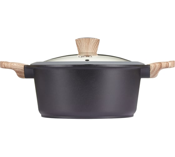 Кастрюля GIPFEL OLIVER 24x11.5 см/4.3 л, из литого алюминия, с индукционным дном, со стеклянной крышкой, c бакелитовой ручкой, с покрытием Soft-touch, 2.0/4.7 мм 0572