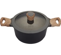 Кастрюля GIPFEL OLIVER 20x9.5 см, из литого алюминия, с индукционным дном, со стеклянной крышкой, c бакелитовой ручкой, с покрытием Soft-touch, 2.0/4.7 мм 0571