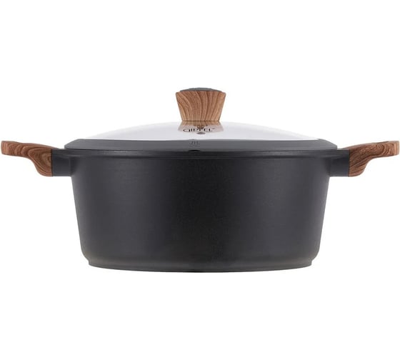 Кастрюля GIPFEL OLIVER 28x12.5 см, из литого алюминия, с индукционным дном, со стеклянной крышкой, c бакелитовой ручкой, с покрытием Soft-touch, 2.0/4.7 мм 0573