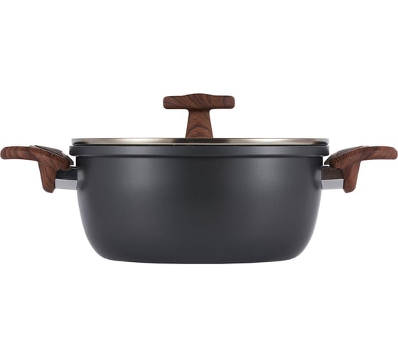 Кастрюля GIPFEL POLA 22x10.5 см/3.4 л, из прессованного алюминия, с индукционным дном, со стеклянной крышкой, с ручками, с покрытием Soft touch, 2.3 мм 2668