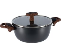 Кастрюля GIPFEL POLA 20x9.5 см/3 л, из прессованного алюминия, с индукционным дном, со стеклянной крышкой, с ручками, с покрытием Soft touch, 2.3 мм 2667