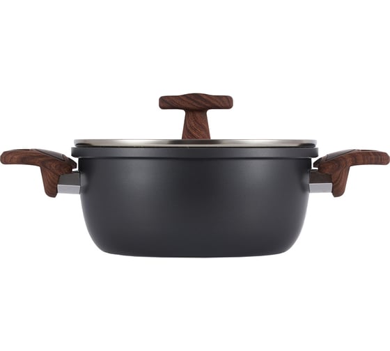 Кастрюля GIPFEL POLA 20x9.5 см/3 л, из прессованного алюминия, с индукционным дном, со стеклянной крышкой, с ручками, с покрытием Soft touch, 2.3 мм 2667