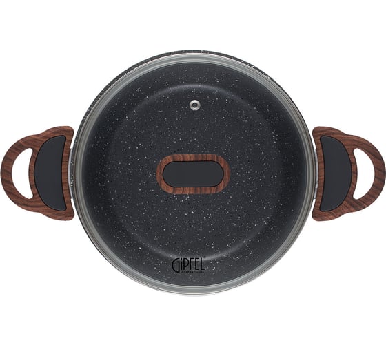 Кастрюля GIPFEL POLA 20x9.5 см/3 л, из прессованного алюминия, с индукционным дном, со стеклянной крышкой, с ручками, с покрытием Soft touch, 2.3 мм 2667