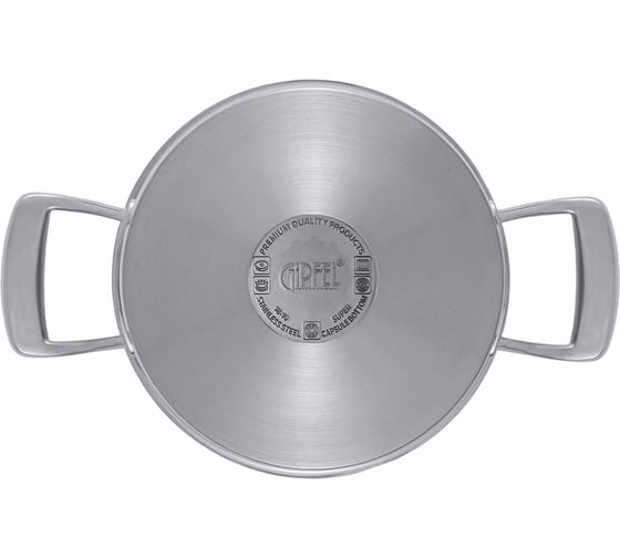 Кастрюля GIPFEL PRESTIGE 18x9 см/2.2 л, со стеклянной крышкой, с индукционным капсульным дном, нержавеющая сталь 18/10, 0.7 мм/5мм 1233