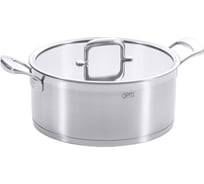 Кастрюля GIPFEL PRESTIGE 28x12 см/7.4 л, со стеклянной крышкой, с индукционным капсульным дном, нержавеющая сталь 18/10, 0.7 мм/5 мм 1237
