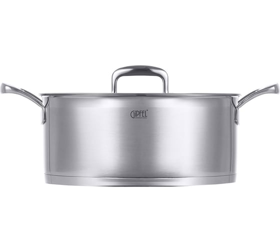 Кастрюля GIPFEL PRESTIGE 28x12 см/7.4 л, со стеклянной крышкой, с индукционным капсульным дном, нержавеющая сталь 18/10, 0.7 мм/5 мм 1237