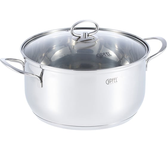 Кастрюля GIPFEL SOFIA 24x13 см/5 л, со стеклянной крышкой, с индукционным капсульным дном, нержавеющая сталь 18/10, 0.5 мм 2319
