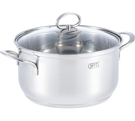 Кастрюля GIPFEL SOFIA 3.1 л, со стеклянной крышкой, с индукционным капсульным дном, нержавеющая сталь 18/10, 0.5 мм 2318