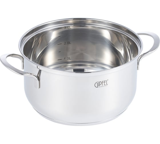 Кастрюля GIPFEL SOFIA 3.1 л, со стеклянной крышкой, с индукционным капсульным дном, нержавеющая сталь 18/10, 0.5 мм 2318