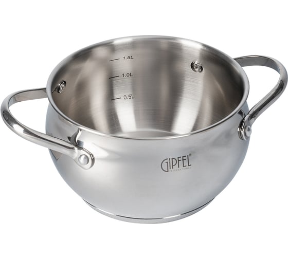 Кастрюля GIPFEL TERZA 16x9 см/1.8 л, со стеклянной крышкой, с индукционным капсульным дном, нержавеющая сталь 18/10, 0.6 мм/3 мм 1292