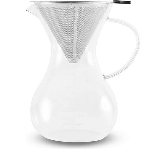 Кофейник GIPFEL POUR OVER с фильтром из нержавеющей стали, 1000 мл, боросиликатное стекло, нержавеющая сталь 7226