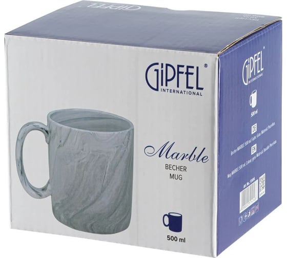 Кружка GIPFEL MARBLE 500 мл, 1 шт., серый, фарфор 51414