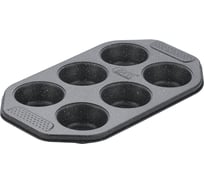 Форма для выпекания маффинов GIPFEL MARBLE BLACK 6,5x3 см для 6 шт. c антипригарным покрытием. Материал: углеродистая сталь. 50971